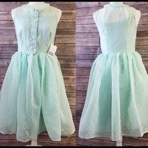 Unique Vintage 1950s Style Mint Swiss Dotted Dress